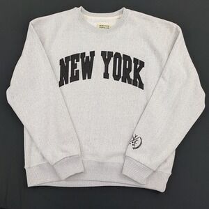 New York Popular Mens XL Grey Crewneck Sweatshirt NYC Applique Pullover Fleece